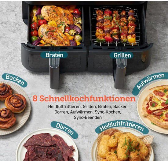 🍟 COSORI CAF R901 Heißluftfritteuse 8,5L Doppelkammer für 159€ (statt 192€)