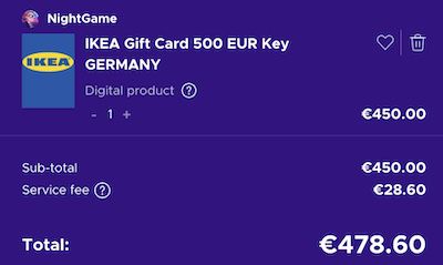 500€ IKEA Geschenkkarte für 478,60€