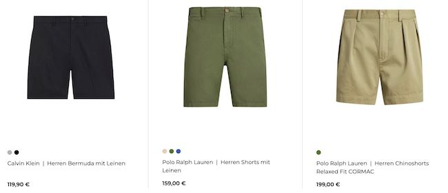 🩳 engelhorn: 20% Rabatt auf Bermudas & Shorts   z.B. Tommy Hilfiger, GANT, Lacoste