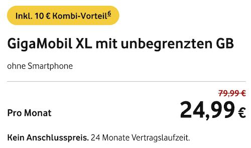 🔥 GigaKombi Kunden: Vodafone Allnet unlimited 5G für nur 24,99€ mtl.