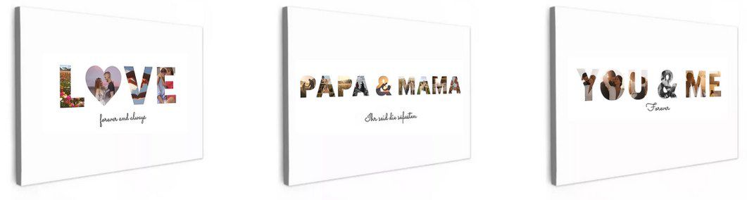 62% Rabatt auf Leinwand Buchstabencollage   z.B. 60x40cm für 19,51€ (statt 40€)