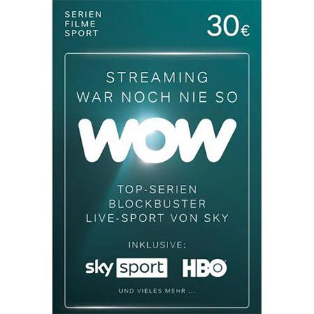 30€ WOW Streaming Guthabenkarte für 25,50€   Gutschein per Post