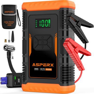 ASPERX AX260 3.000A Starthilfe Powerbank mit Kompressor für 44,99€ (statt 65€)