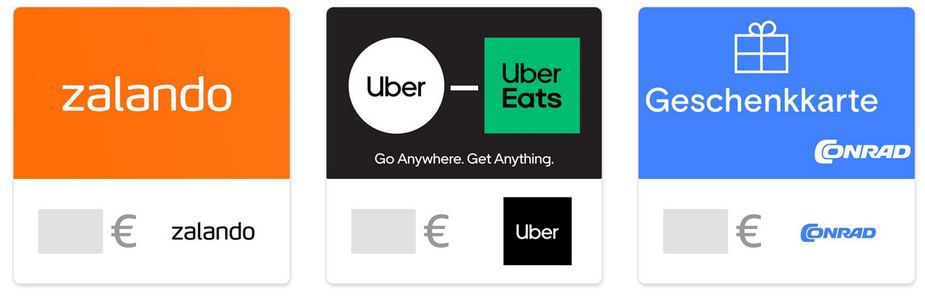 Amazon: 10% Rabatt auf Geschenkkarten für Zalando, Uber, Uber Eats & Conrad