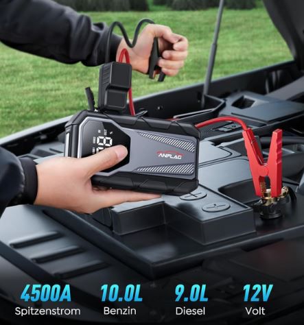 Anflag Auto Starthilfe Powerbank mit 4.500A Spitzstrom für 37,99€ (statt 80€)