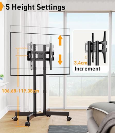 Perlegear Rollbarer TV Ständer für 32 70, max. 40Kg für 35,99€ (statt 50€)
