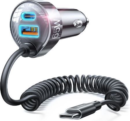 Lisen USB C/A Zigarettenanzünder Adapter mit Spiralkabel für 11,89€ (statt 20€)