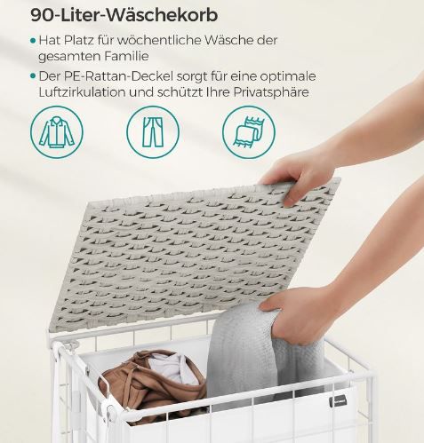 Songmics Wäschesammler mit Rollen & Wäschesack für 27,99€ (statt 43€)