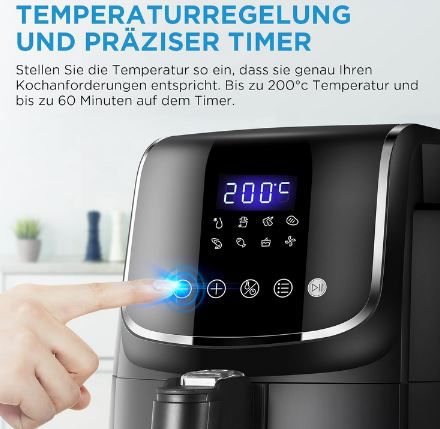 🍟 Midea XL Heißluftfritteuse mit LED Touchscreen, 4L für 45,99€ (statt 55€)