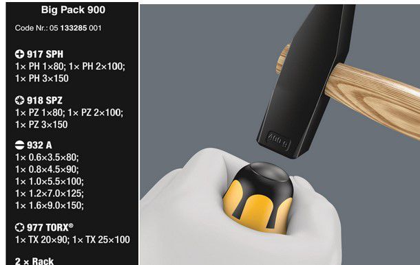 Wera Big Pack 900 Schraubendrehersatz 13teilig + Rack für 63,90€ (statt 73€)