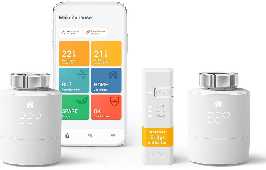 tado Wifi Starter Kit V3+ Basis + 2 Heizkörperthermostate für 69,99€ (statt 100€)