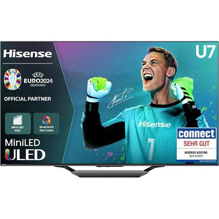 Hisense 65U7NQ – 65″ 4K Mini LED ULED HDR Smart TV mit 120Hz für 659,31€ (statt 749€)