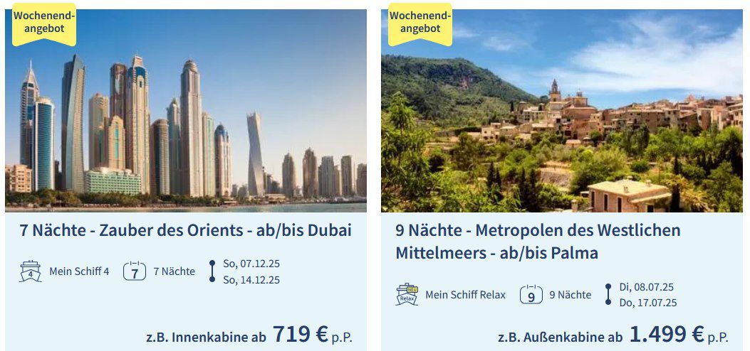 🛳️ Aktuelle TUI Cruises Angebote z.B. 7 Nächte Zauber des Orients ab 719€ p.P.