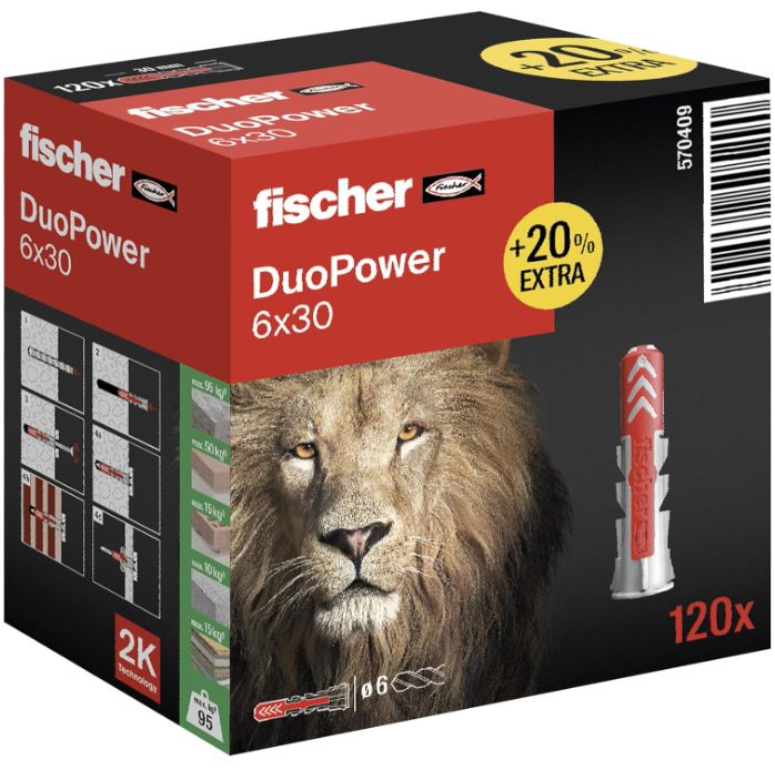 120er Box fischer DuoPower 6 x 30 Universaldübel ab 5,96€ (statt 9€)