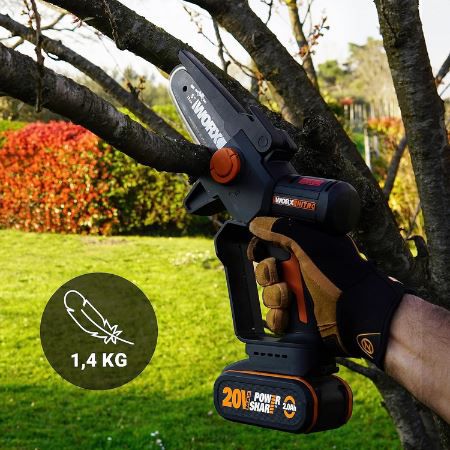 🪚 Worx WG325E Nitro Profi Mini Akku Kettensäge, 12cm für 109,65€ (statt 126€)