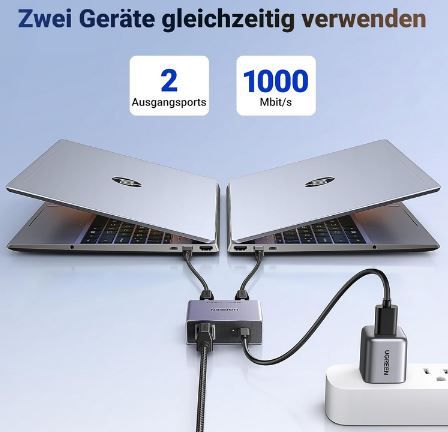 UGREEN LAN Splitter mit bis zu 1.000Mbps für 10,99€ (statt 14€)