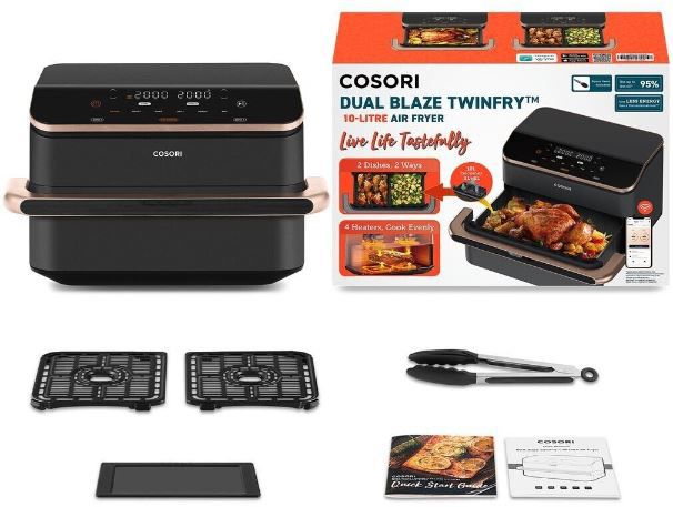Cosori DualBlaze TwinFry Heißluftfritteuse mit 10L für 170,10€ (statt 200€)