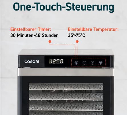 🥓 Cosori Dörrautomat inkl. Zubehör & 50 Rezepten für 149,99€ (statt 180€)