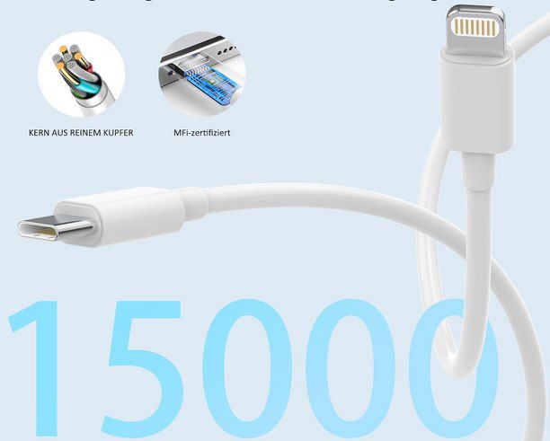 VINFFS 25W USB C Adapter mit 2m Lightning Kabel für 3,99€ (statt 10€)