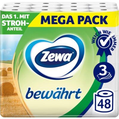 🧻 Zewa bewährt – 48 Rollen Toilettenpapier 3-lagig ab 15€ (statt 20€)
