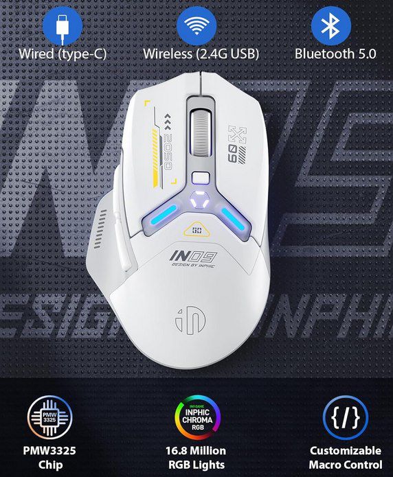 inphic IN9 Gaming Maus mit 10k DPI & RGB für 19,79€ (statt 36€)