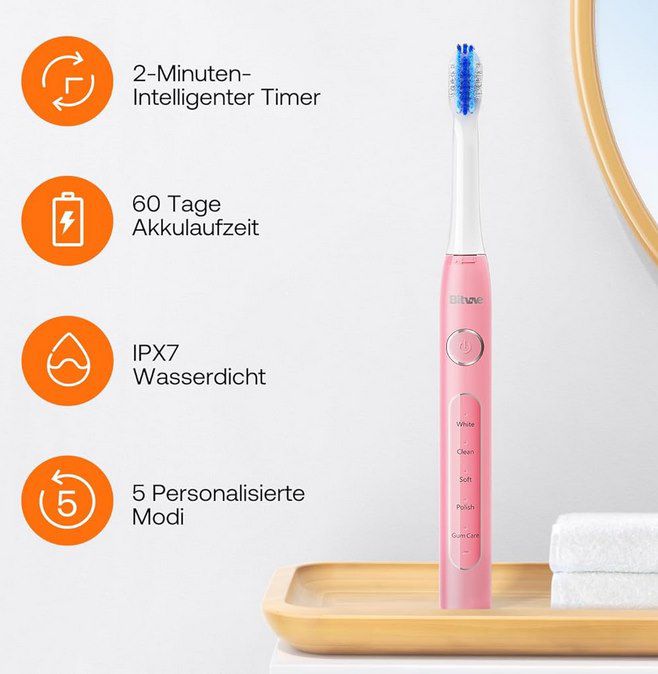 🪥 Bitvae D2 Elektrische Zahnbürste mit 5 Modi für 9,99€ (statt 15€)