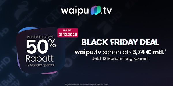 🔥 50% Rabatt auf waipu TV inkl. Netflix - z.B. mit Netflix Premium ab 16,74€ mtl. 🔥 50% Rabatt auf waipu TV inkl. Netflix z.B. mit Netflix Premium ab 16,74€ mtl.