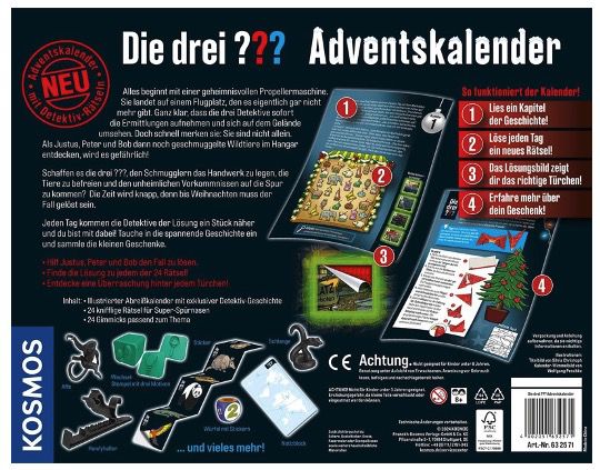 🎄Kosmos Die drei ??? Adventskalender 2025 mit 24 Rätseln für 11,99€ (statt 21€)