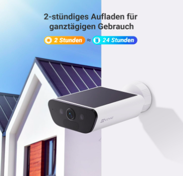 EZVIZ 4K Überwachungskamera, 10400mAh Akku, 1.4W Solarpanel für 134,99€ (statt 170€)