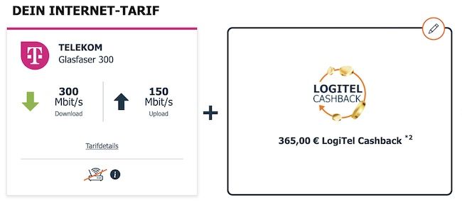 🛜 Telekom Glasfaser Deals   z.B. Glasfaser 300 eff. 26,45€/Monat dank 465€ Cashback