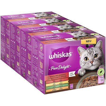 4 x 12er Pack Whiskas 1+ Katzenfutter Pure Delight in Gelee ab 15,32€ (statt 20€)