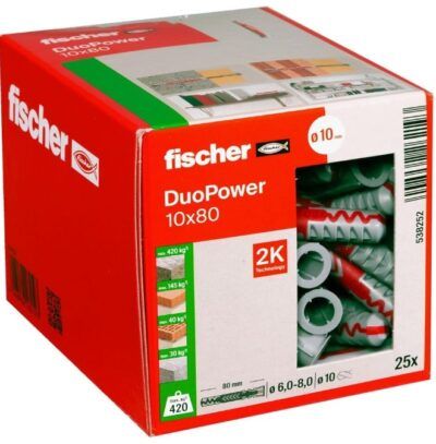 👷 25er Pack fischer DUOPOWER 10 x 80 Universaldübel für 5,99€ (statt 8€) – Prime
