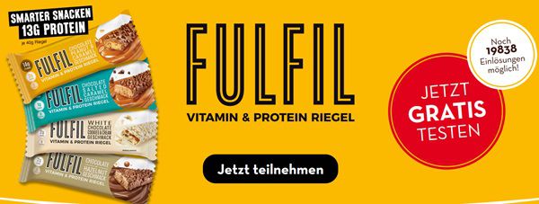 Wieder da! FULFIL  Riegel gratis ausprobieren