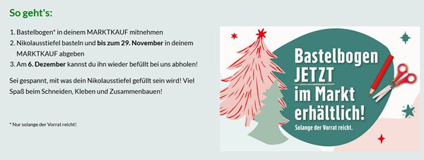 Marktkauf: Nikolausstiefel basteln und gratis befüllen lassen Marktkauf: Nikolausstiefel basteln und gratis befüllen lassen