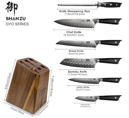 SHAN ZU 7 tlg. Küchenmesserset für 194,99€ (statt 220€)