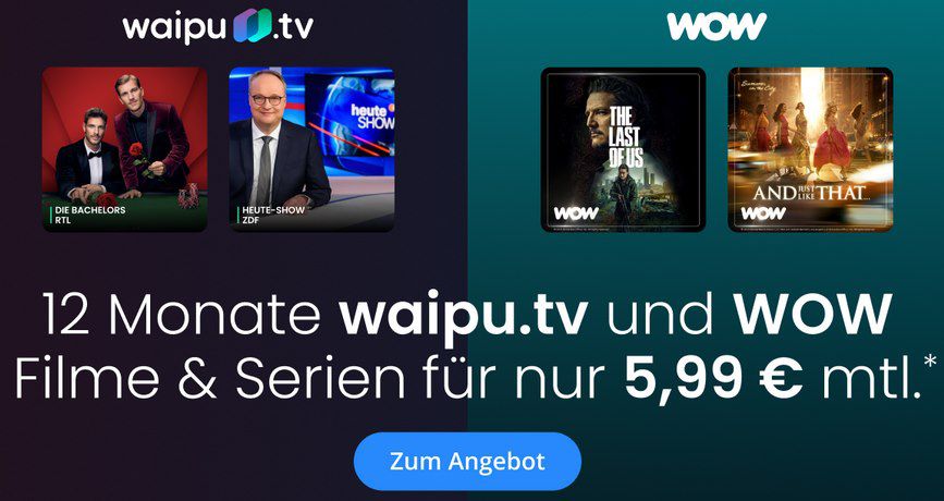 🔥 Nur 5,99€ mtl. 📺 65% Rabatt auf waipu.tv Perfect Plus inkl. WOW Filme & Serien