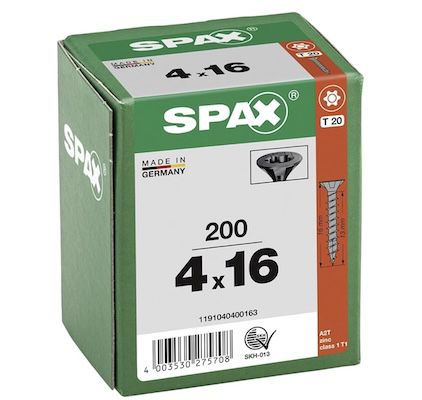 🪛 200x Spax Universalschraube 4×16 mm Senkkopf, schwarz ab 3,65€ (statt 9€)