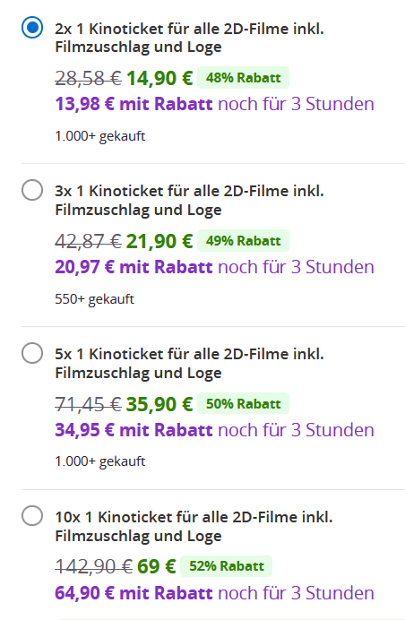 📽️ TOP! 10 Cinemaxx Kinogutscheine inkl. Zuschlag & Loge für 64,90€