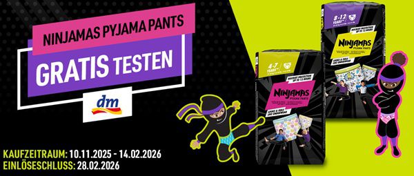 Wieder da! dm: Ninjama Pyjama Pants kostenlos ausprobieren Wieder da! dm: Ninjama Pyjama Pants kostenlos ausprobieren