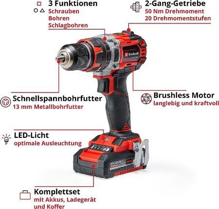 Einhell Professional TP CD 18/50 Akku Schlagbohrschrauber Set für 109,99€ (statt 129€)