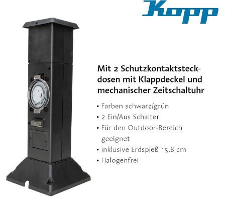 Kopp Energiesäule/Gartensteckdose mit 2 Steckdosen für 16,99€ (statt 30€)