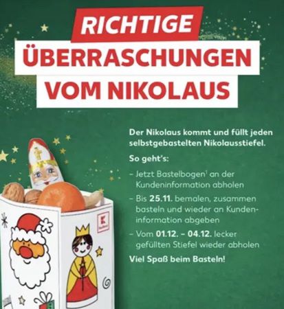 Nikolaus Aktion bei Kaufland: Stiefel basteln und gratis befüllen lassen Nikolaus Aktion bei Kaufland: Stiefel basteln und gratis befüllen lassen
