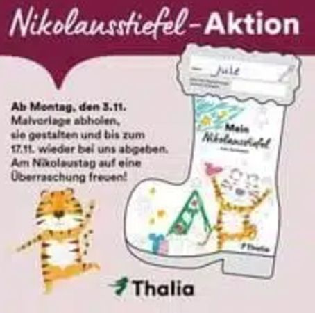Thalia: Nikolausstiefel zum Basteln abholen und gratis befüllen lassen Thalia: Nikolausstiefel zum Basteln abholen und gratis befüllen lassen