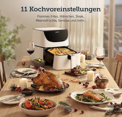 🍟 COSORI Heißluftfritteuse mit 5,5L in Weiß für 87,50€ (statt 100€)
