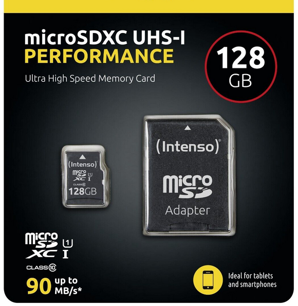 Intenso microSDXC 128GB Speicherkarte 90MB/s für 7,29€ (statt 15€)
