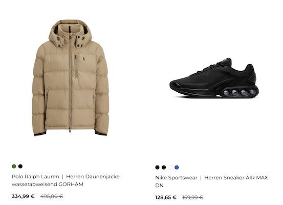👟👕 engelhorn Restgrößen Sale bis  50%   z.B. Polo Ralph Lauren Daunenjacke 359€ (statt 432€)
