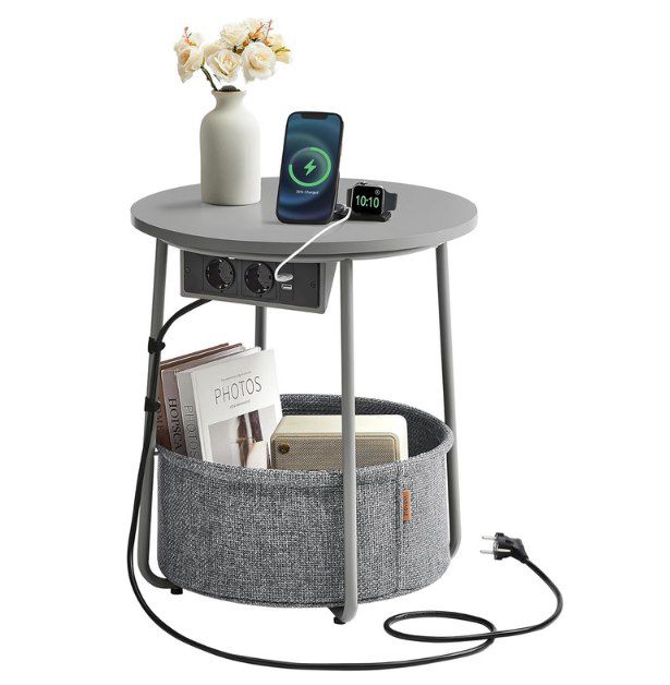 VASAGLE Beistelltisch mit Ladestation und Steckdose für 25,59€ (statt 36€)