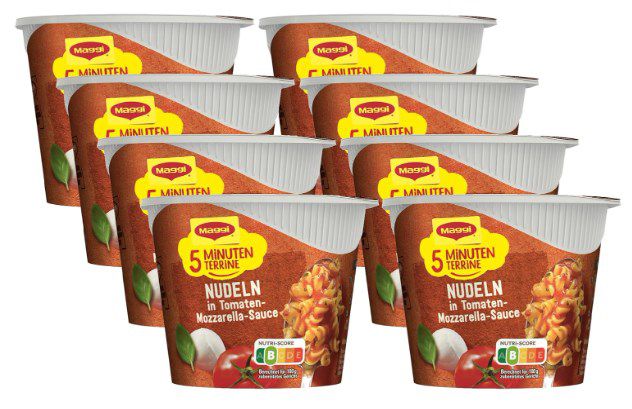 8x MAGGI 5 Minuten Terrine Nudeln in Tomaten Mozzarella Sauce ab 7,99€ (statt 12€)