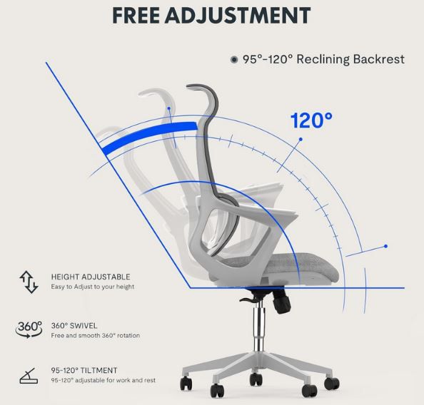 Flexispot Lite Egonomischer Bürostuhl mit Lendenwirbelstütze für 64,99€ (statt 130€)