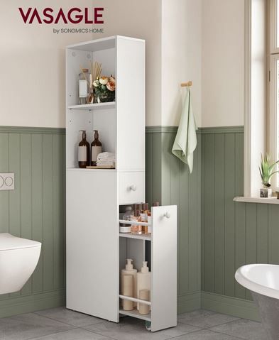 Vasagle Schmaler Badezimmschrank in Weiß für 43,99€ (statt 65€)